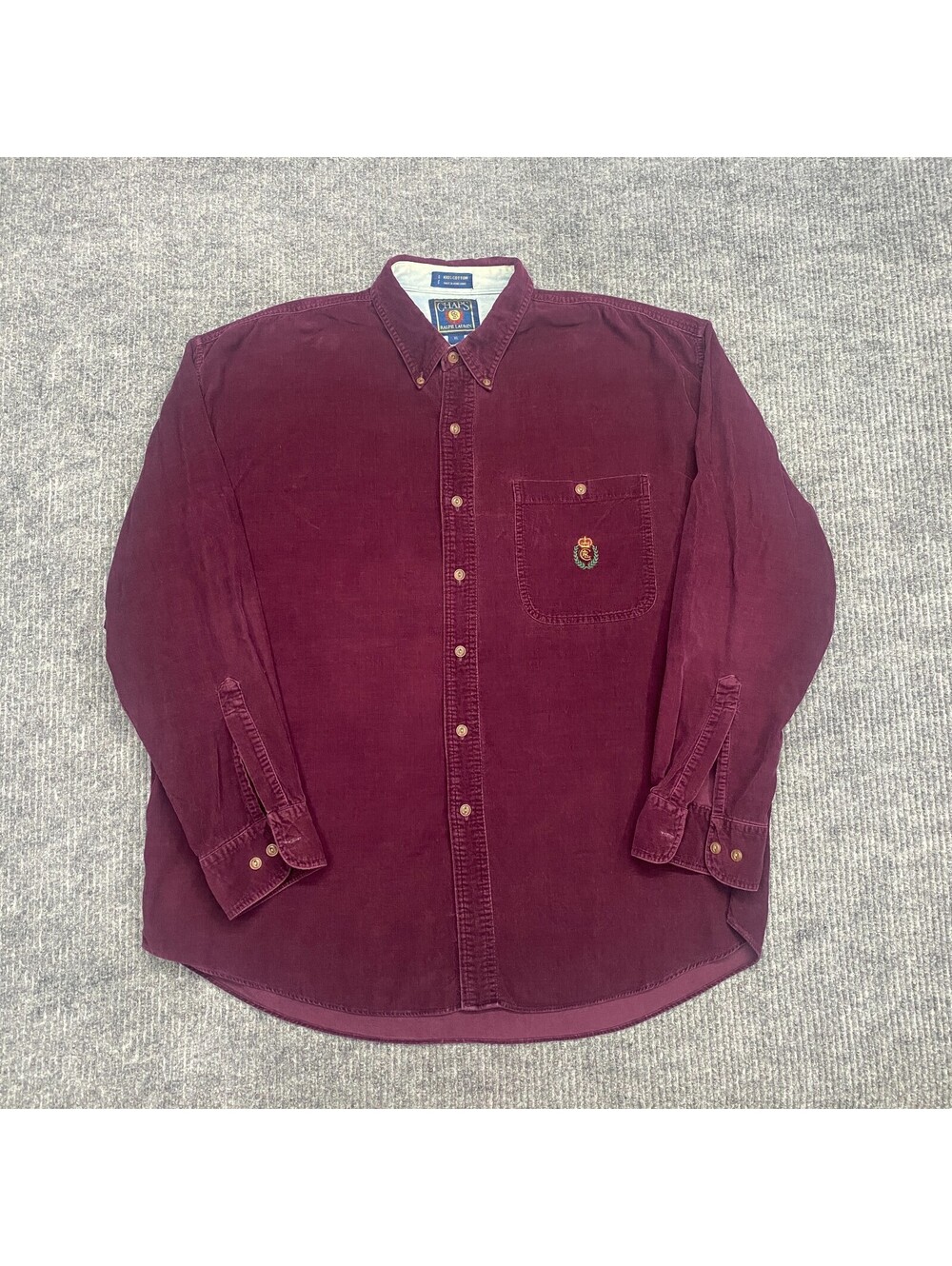 Vintage 90's Ralph Lauren Chaps Corduroy Shirt Mens XL Button Down Crest Preppy
